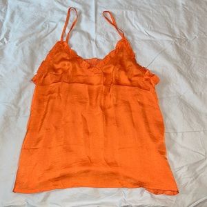 Orange, silky tank top